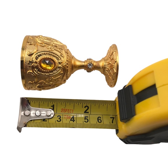 Vintage Metal Shot Glass Small Golden Goblet Gift Idea Home Decor - Picture 6 of 6